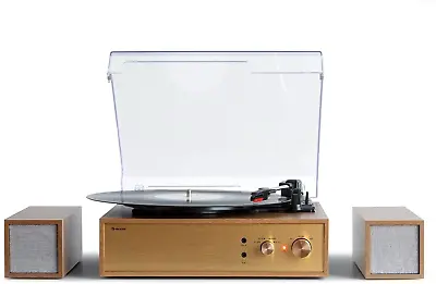 Kaufen Plattenspieler Vinyl Player Schallplatten Design Mit Lautsprecher Bluetooth Holz • 132.99€