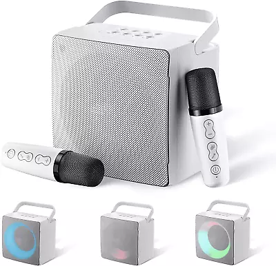 Kaufen Tragbare LED Karaoke-Maschine Mit 2 Mikrofon Mini-Bluetooth-Lautsprecher Party • 39.99€