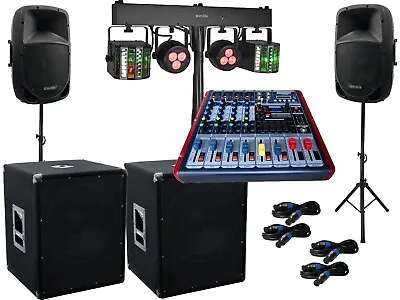 Kaufen 3000 Watt Pa Anlage 3 Wege Box USB Musiker Powermixer DJ Licht Light LED Set 16 • 1,029€