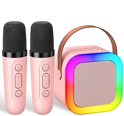 Kaufen Mini-Karaoke-Maschine Bluetooth-Lautsprecher Mit 2 Mikrofonen Lautsprecher Set • 25.99€