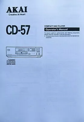 Kaufen Akai CD-57 - Compact Disc CD Player - Bedienungsanleitung - BENUTZERHANDBUCH • 8.01€