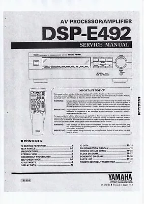 Kaufen Service Manual-Anleitung Für Yamaha DSP-E492  • 12€