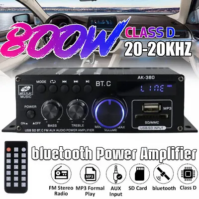 Kaufen HiFi Bluetooth Verstärker Digital FM Radio Stereo Audio Amplifier Vollverstärker • 23.89€