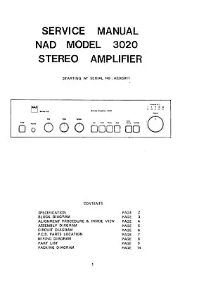 Kaufen Service Manual-Anleitung Für NAD 3020  • 10€