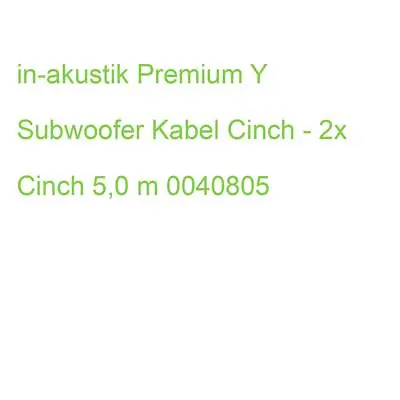 Kaufen In-akustik Premium Y Subwoofer Kabel Cinch - 2x Cinch 5,0 M 0040805 • 37.99€