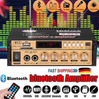 Kaufen 600W HiFi Verstärker Bluetooth Stereo Vollverstärker Audio Endstufe+Adapter NEU • 28.99€