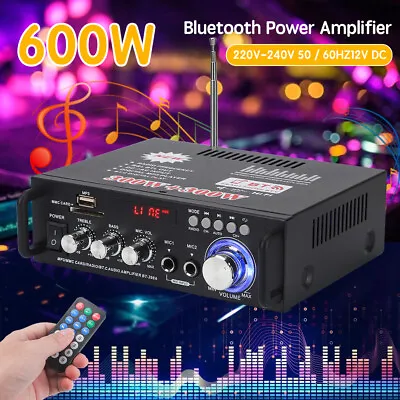 Kaufen 600W Bluetooth Verstärker Mini Power Audio Bass SD/USB UKW-Radio Auto Haus EU • 25.99€