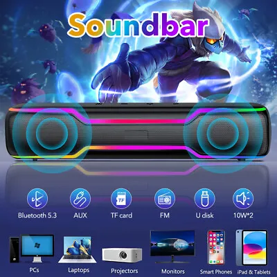 Kaufen Bluetooth 5.3 Wireless Soundbar PC Lautsprecher Tisch Surround-Sound Musikbox DE • 29.59€