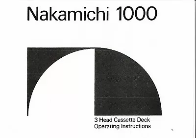 Kaufen Nakamichi Bedienungsanleitung User Manual  Für 1000 -1000II - 700II English Copy • 11.50€