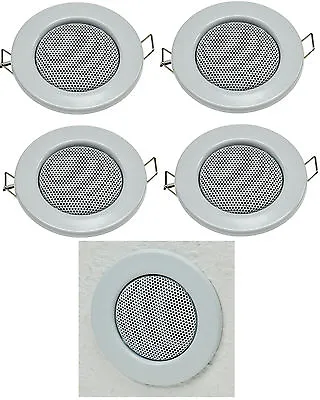 Kaufen 4 Er Decken-Einbaulautsprecher Lautsprecher Halogen-Look Ø 8cm 6cm Einbau Weiß • 24.39€