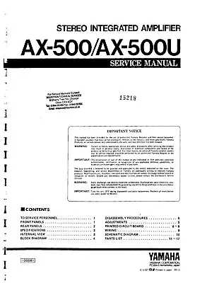 Kaufen Service Manual-Anleitung Für Yamaha AX-500  • 12€