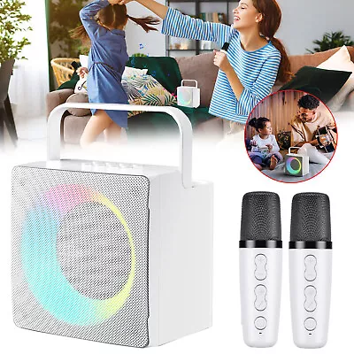 Kaufen Karaoke Maschine Mit  Mikrofonen, Tragbar Bluetooth Karaoke Lautsprecher Mit LED • 30.97€
