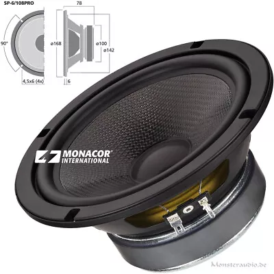 Kaufen Monacor SP-6/108PRO 16,5cm Bass Lautsprecher Tiefmitteltöner 150Watt 8 Ohm 165mm • 84.79€