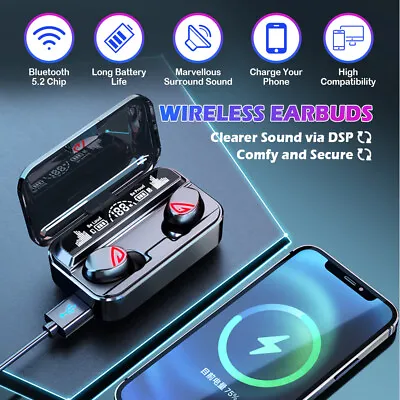 Kaufen TWS Kopfhörer Bluetooth 5.2 In-Ear Ohrhörer Headset Touch Control Mit Ladebox • 16.49€