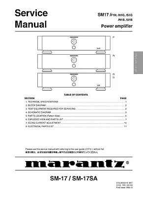 Kaufen Service Manual-Anleitung Für Marantz SM-17  • 10€