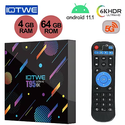 Kaufen IOTWE Smart TV BOX Android 11.1 4+64GB 6K HDMI BT 5.0 Media Streaming 5G WIFI DE • 42.99€