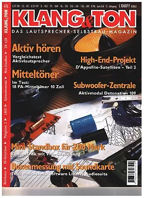 Kaufen Klang & Ton 1996 Nr. 4 Juni Juli Aktivmodul Detonation 10  PA Mitteltöner JBL EV • 1€