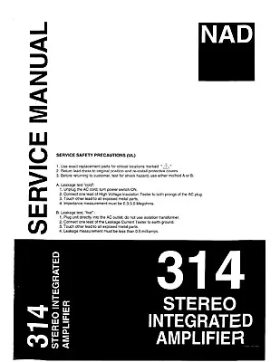Kaufen Service Manual-Anleitung Für NAD 314  • 10€