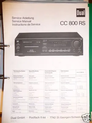 Kaufen Service-Manual Dual CC 800 RS Tape Deck ,ORIGINAL! • 11.50€
