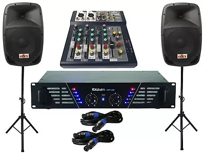 Kaufen  1280 Watt Sound Anlage Musikanlage Verstärker Mixer Lautsprecher Kabel Stativ 3 • 439€