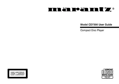 Kaufen Bedienungsanleitung-Operating Instructions Für Marantz CD 7300  • 10€