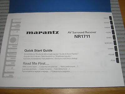 Kaufen Quick Start Guide Marantz NR1711 Professionelle Bindung 18 Seiten • 2.90€