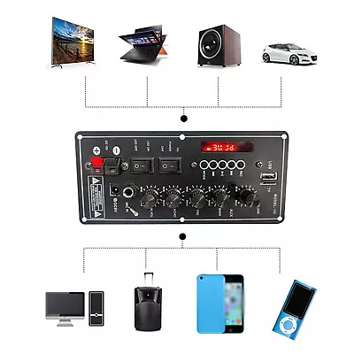 Kaufen 30-120W Leistungverstärkerplatine USB Dac FM Radio TF Player Subwoofer Bluetooth • 17.84€