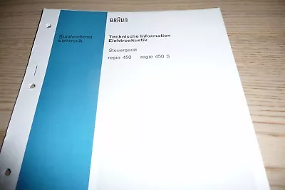 Kaufen Service Manual Mit Schema Für Braun Regie 450, 450 S,ORIGINAL • 22€