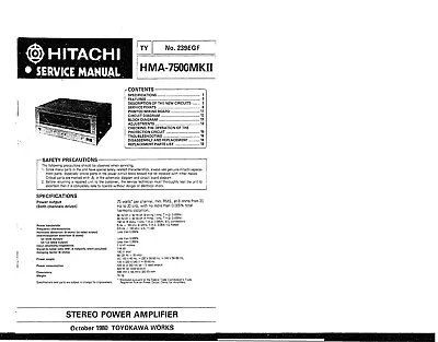 Kaufen Service Manual-Anleitung Für Hitachi HMA-7500 MKII  • 10€