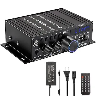 Kaufen 800W 2-Kanal Bluetooth Mini HIFI Endstufe Audio Stereo Amp Home Auto FM 12V • 32.29€