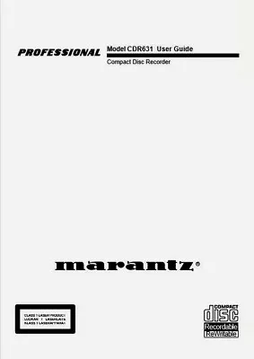 Kaufen Marantz CDR631 CD Player Recorder Besitzer Bedienungsanleitung - BENUTZERHANDBUCH  • 9.68€