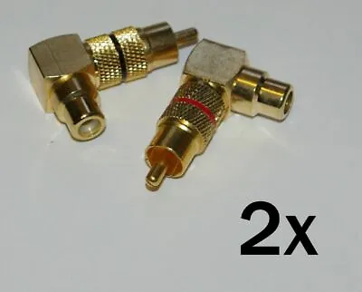 Kaufen 2 X HIGHEND RCA Cinch Winkel Adapter Vergoldet - HQ • 4.55€