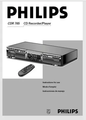 Kaufen Phillips CDR 765 Audio CD Player Recorder Bedienungsanleitung - BENUTZERHANDBUCH  • 9.47€