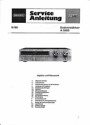 Kaufen Grundig Service Manual Für A 5000 Mit Grundig Rep.-Tipp Deutsch Copy • 11.50€