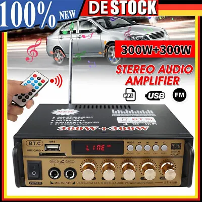 Kaufen 600W Bluetooth Verstärker HiFi Power Audio Stereo Bass AMP USB MP3 FM Auto Heim • 28.99€
