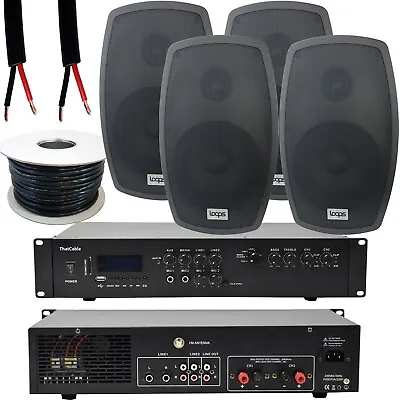 Kaufen 400W LAUT Outdoor Bluetooth System 4x Schwarz Lautsprecher Wetterfest Garten Musik • 419.36€