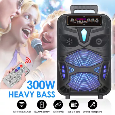 Kaufen Bluetooth 5.0 Lautsprecher Subwoofer Musikbox Boombox Party LED Mit Mikrofon DE • 31.59€