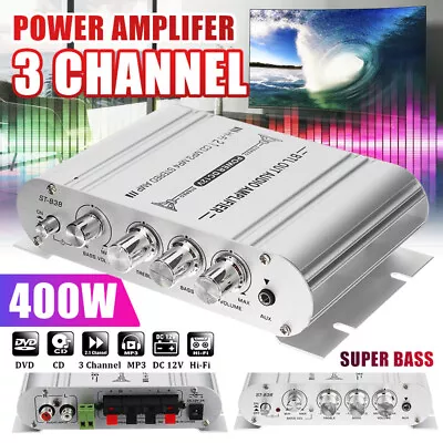 Kaufen 400W Hifi Verstärker Stereo 2.1 Kanal Endstufe Auto Amplifier MP3 D • 25€