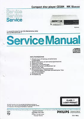 Kaufen Service Manual-Anleitung Für Philips CD 304 MKII   • 12€