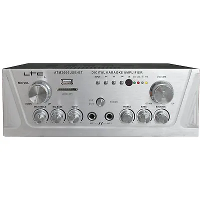 Kaufen LTC ATM2000USB-BT HiFi-Karaoke-Verstärker 100W RMS 2x Mikrofon-Anschluss TV DJ • 71.95€