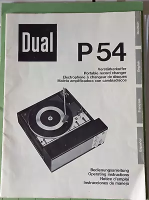 Kaufen BEDIENUNGSANLEITUNG - DUAL P 54 Kofferplattenspieler / Phonokoffer 70er Jahren • 5€