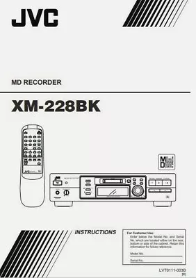 Kaufen JVC XM-228BK - Minidisc MD Recorder Deck Bedienungsanleitung - BENUTZERHANDBUCH  • 8.13€