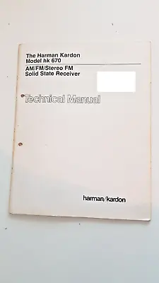 Kaufen Original Harman Kardon Model Hk670 Technical Manual - BA001032 • 20€