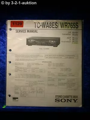 Kaufen Sony Service Manual TC WA8ES / WR765S Cassette Deck (#1129) • 15.99€
