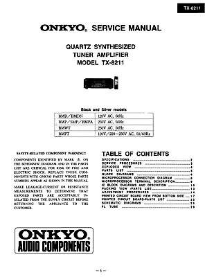 Kaufen Service Manual-Anleitung Für Onkyo TX-8211  • 10€