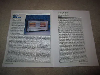 Kaufen Onkyo M-510 Grand Integra Amp Review, 2 Seiten, 1986, Info • 8.88€