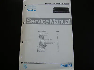 Kaufen Original Service Manual Schaltplan Philips CD115 • 11.50€