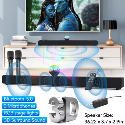 Kaufen Karaoke Soundbar Subwoofer Wireless Bluetooth TV Heimkino RGB Lautsprecher • 129.90€