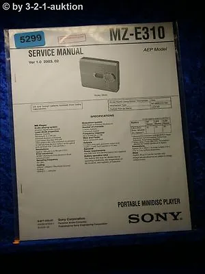 Kaufen Sony Service Manual MZ E310 Mini Disc Player (#5299) • 11.99€