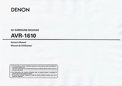 Kaufen Bedienungsanleitung-Operating Instructions Für Denon AVR-1610  • 12.50€